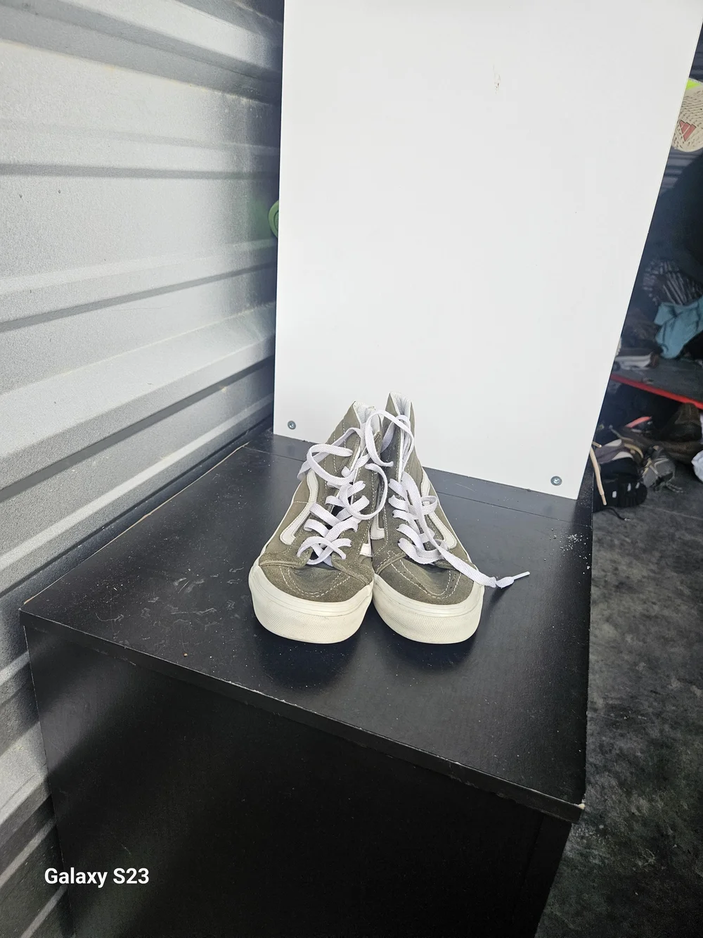 Vans Sk8-Hi High-Top Sneakers in Olive with White Stripe